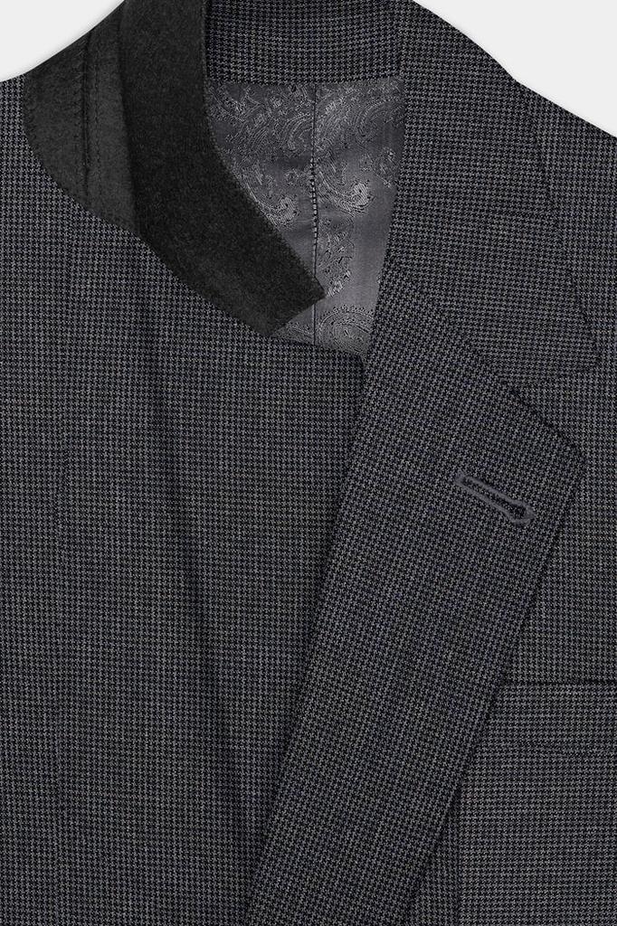 Gunmetal Gray Houndstooth Wool Rich Blazer