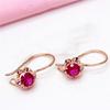 585 Purple Gold Red Crystal Flower Earrings For Women Plated 14K Rose Gold Inlaid Gemstone Small Sweet Elegant Charm Jewelry