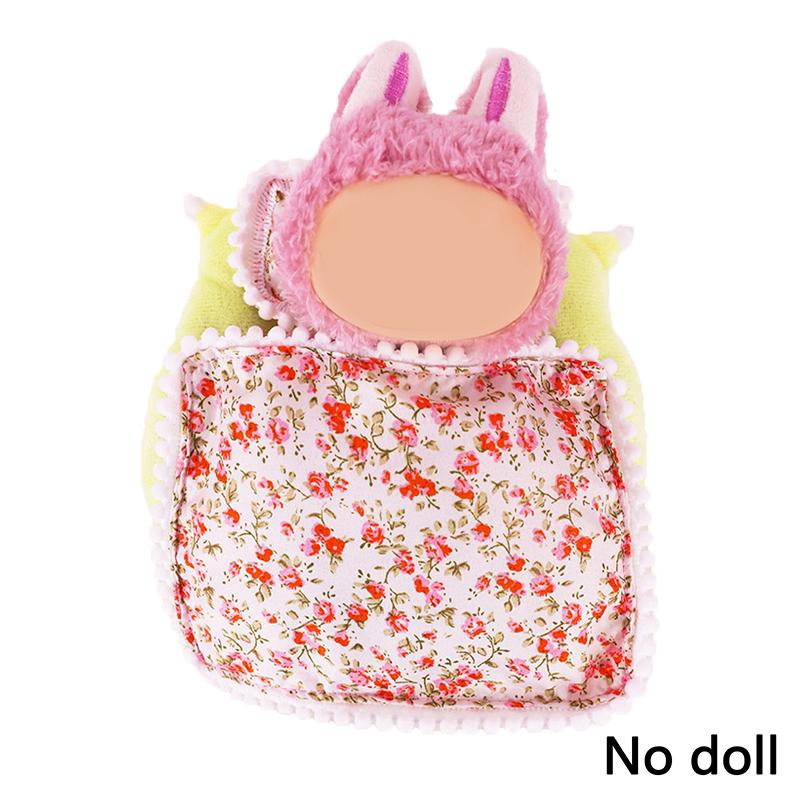 Yatak Takımı 3 Parça Set Yastık+Yastık+Battaniye 17Cm Vinil Labubu Bebek için Uyku Tulumu Bebekler Hariç Bebek Aksesuarları