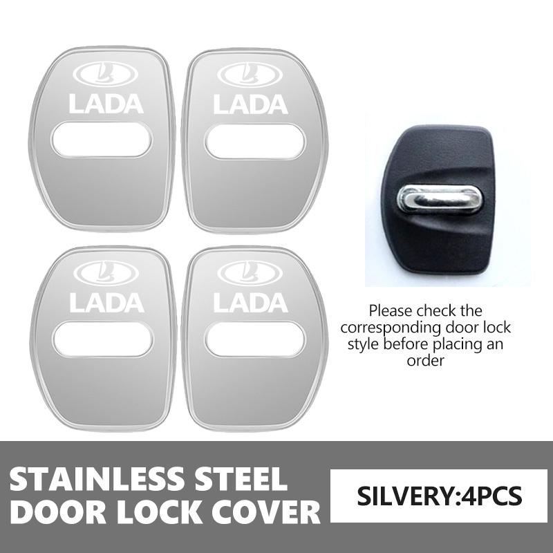 HVD1 4PCS Stainless Steel Car Door Lock Buckle Protective Cover Accessory For Lada Vesta Granta Largus Vaz Samara Vesta Niva 4X4 2110