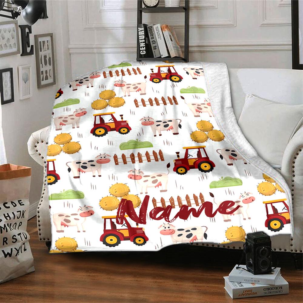 Custom Name Truck Theme Printed Blanket - Perfect for Couch, Bed, Travel & Outdoor Use | Machine Washable, Cozy & Durable.