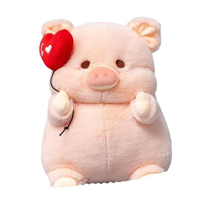 Cute Dumbfounded Pink Love Piglet Doll Angel Girl Heart Plush Toy Pig Throw Pillow Tabletop Ornament