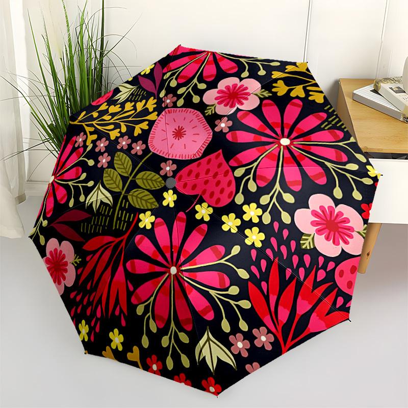 

1pc Floral Mandala Pattern Automatic Folding Umbrella - Portable Collapsible Design, 8-Rib Iron Frame, Durable Fabric yy251125151