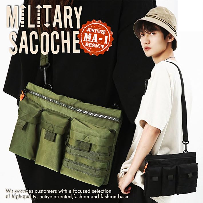 LTG Sacoche Body Bag for Men and Perfect for Outdoor 7987314 MA-1 Military-Style Women, One-Shoulder, Crossbody, Water-Repellent, Activities,