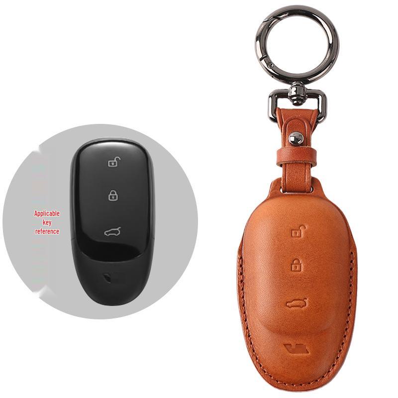 Premium Cowhide Genuine Leather Key Case for L9 Model - Ideal Car Key Protector