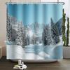 Christmas Shower Curtain Xmas Tree Winter Forest Snow Cute Snowman Bathroom Shower Curtain Waterproof Bath Curtain With Hook