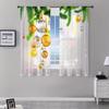 Glam Christmas Curtains Semi-Sheer Polyester Rod Pocket Drapes with Festive Holiday Print for Living Room Bedroom Window Decor