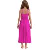 Girls Performance Dress Shiny Sequins Rhinestones Strappy Cutout Waist Side Split Mesh Dancewear