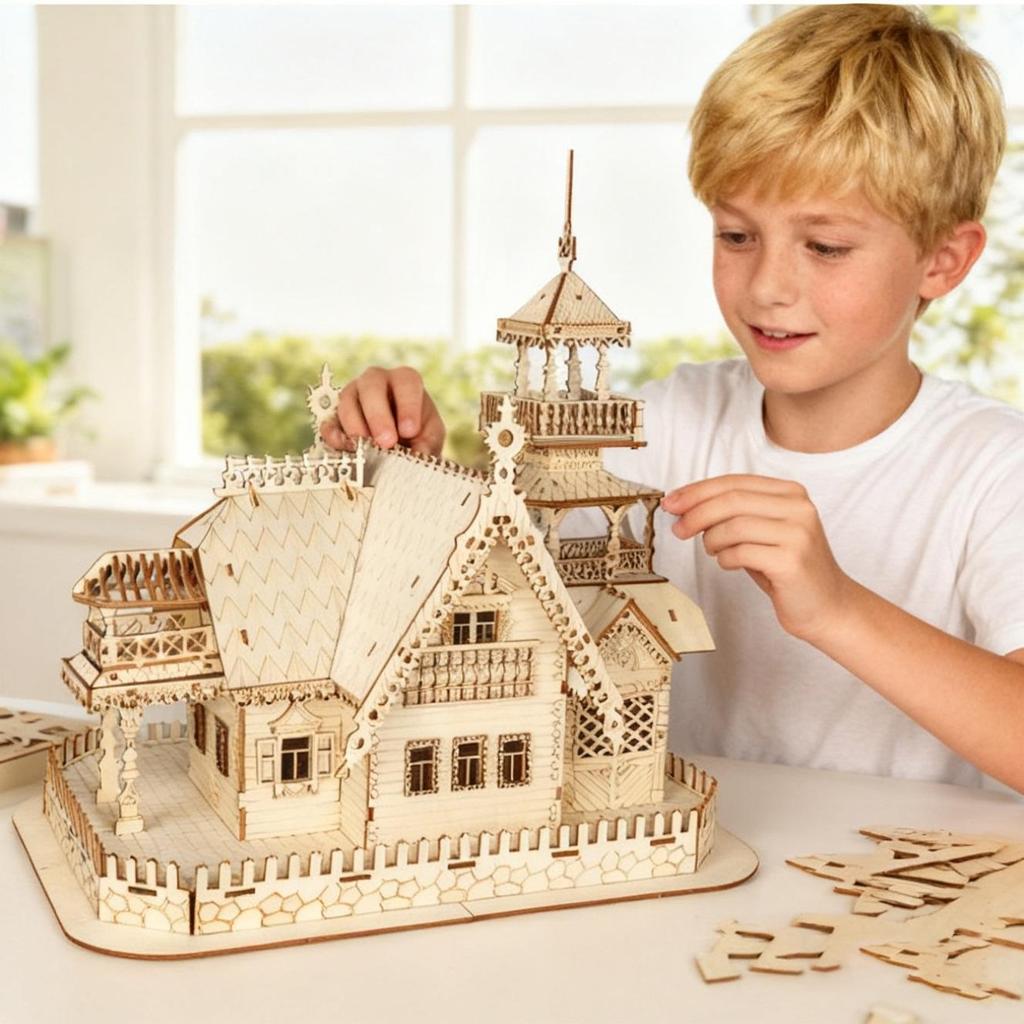 Meihua Villa 3D Wooden Architectural Model Puzzle – Educational Toy for Adults