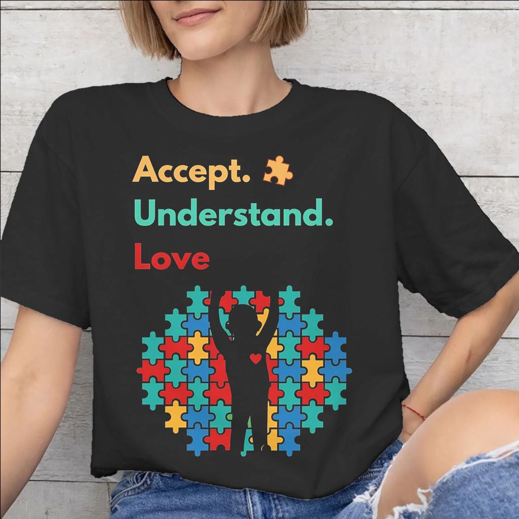 Autism Awareness Respect Love Support Accessories Men Women T Shirt Pure Cotton Tee Printed Tshirt Clothing