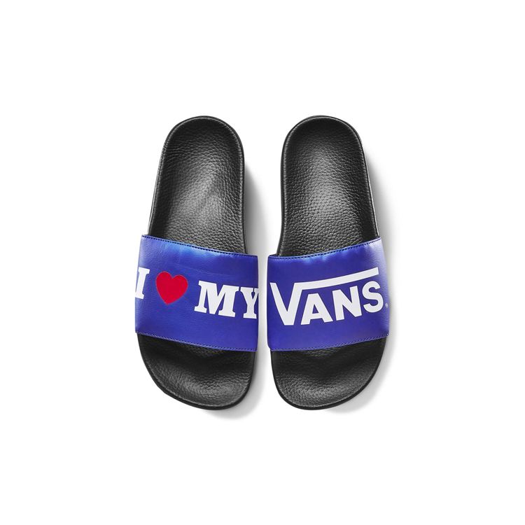 Vans Slide-On Men's Rubber Sole Slide Slippers Blue Black Comfortable Versatile VN0A45JEVGG