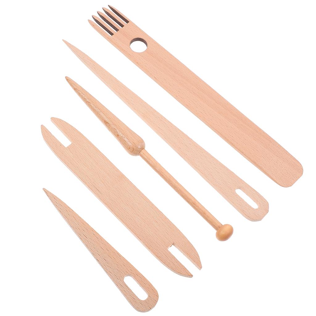 1 Set Wooden Weaving Loom Tools Set With Comb With Stick Tapestry Bobbin Shuttle Needles For Accessories Looms Boards Weaving