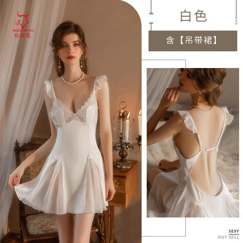 Sexy pajamas sex nightgown women's pure desire wind suspender lace nightdress one-piece perspective temptation backless suit