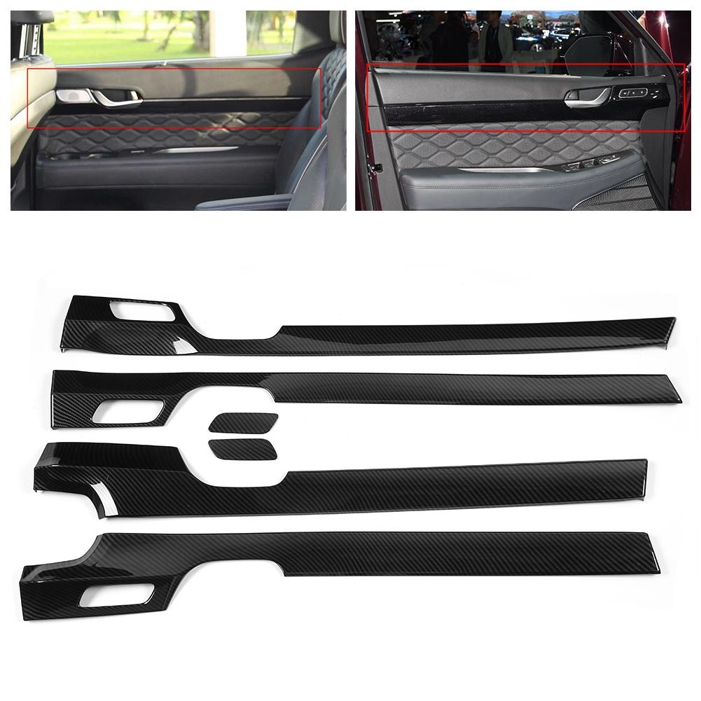 Car Interior Door Armrest Stripe Trim Carbon Fiber Style Fit for Hyundai Palisade 2019 2020