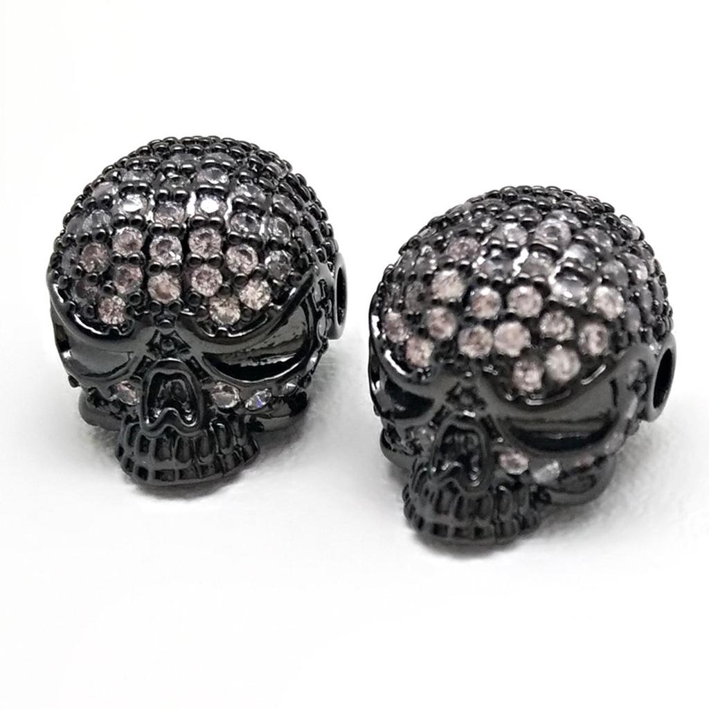 1pc Retro Black Zirconia Charm Skull Beads For DIY Men Jewelry Accessories