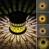 Decorative Solar Lights Metal Hollow Pattern Outdoor Step Wall Lights Weather-Resistant Landscape Lamp