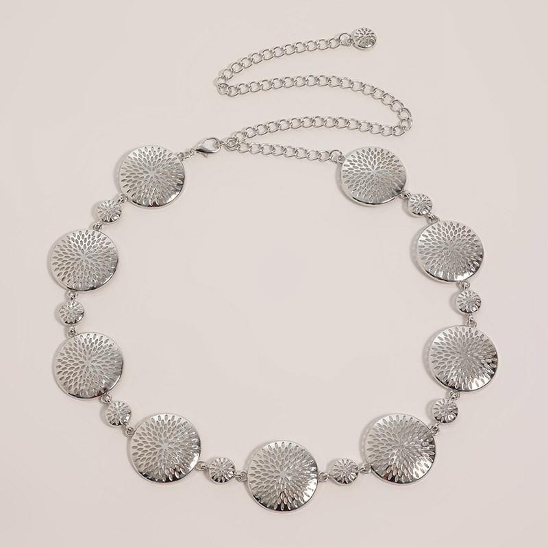 

Metal Filigree Womens Waist Chain With Engraved Design For Casual Wear Silver Snowflake
