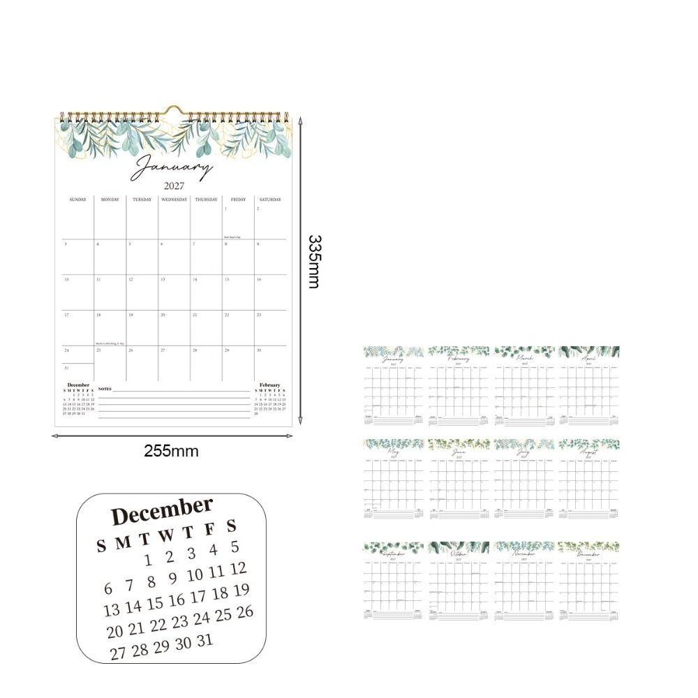 Oil Painting Style 2027 Flower Desk Calendar Foldable English Calendar Double-coil Calendar  Office