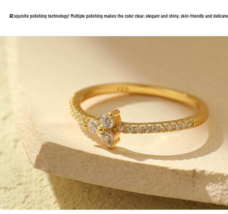 Banyan Tree S925 Silver Diamond Korean Ring - Women's Simple, Versatile Index Finger Jewelry