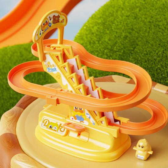 Animal Climbing Stairs Slide Toy Kids Educational Cartoon Duck Rabbit Staircase Climbing Roller Coaster Sliding Track Toy Toddlers Boys Girls Gift
