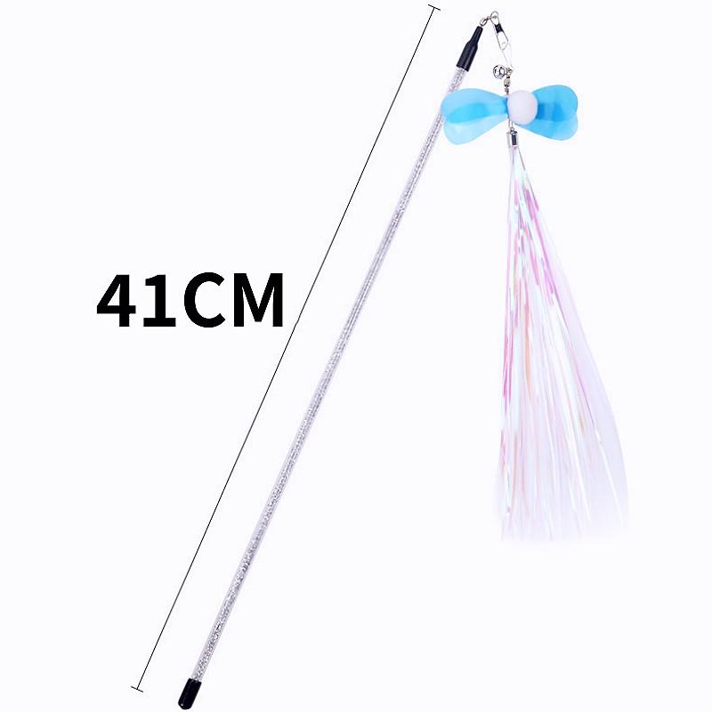 Cat Toy Feather Stick Cats Toy with Bell Butterfly Teaser Cat Toys Interactive Replaceable Feather Sticks Cats Toys Pet Products