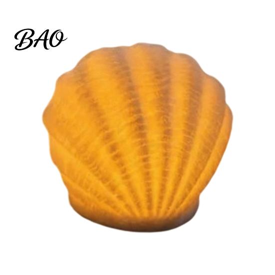 Safe Midnight Navigation Conch Shell Night Light, Resin LED Lamp with Auto Timer, Light for Bedroom Beach Theme Decorative Lighting Coastal
