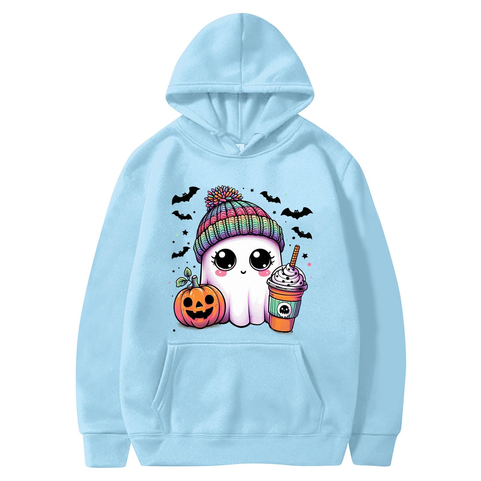 

Однотонна жіноча толстовка з довгим рукавом і принтом на Хеллоуїн M