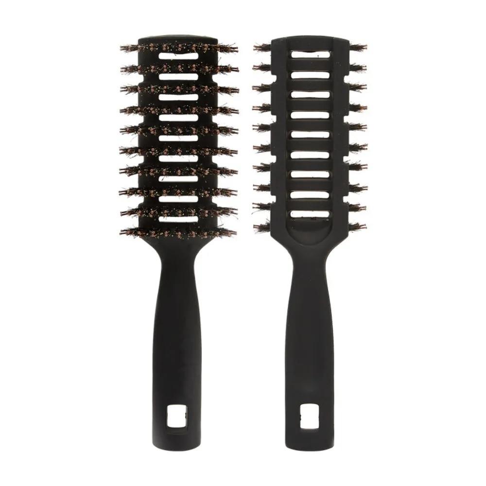 Boar Bristle Detangling Hair Brush Anti Static Wood Handle Hollow Out Quick Dry for Thick Curly Hair Salon Home Use