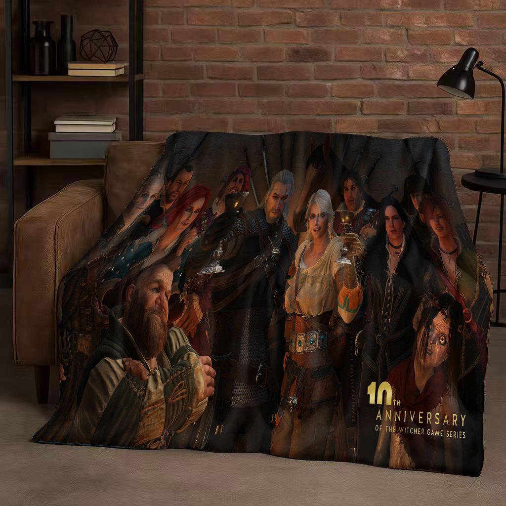 HD The W-Witcher Game Geralt Gamer Cartoon Flannel Blanket,Ultra Soft Plush Throw for Home Bedroom Bed Sofa Cover Kid Gift