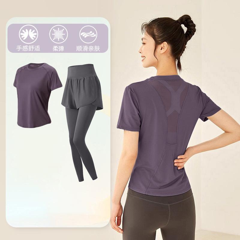 Tennis suit women's short-sleeved training clothes outdoor running quick-drying clothes thin badminton T-shirt fitness clothes