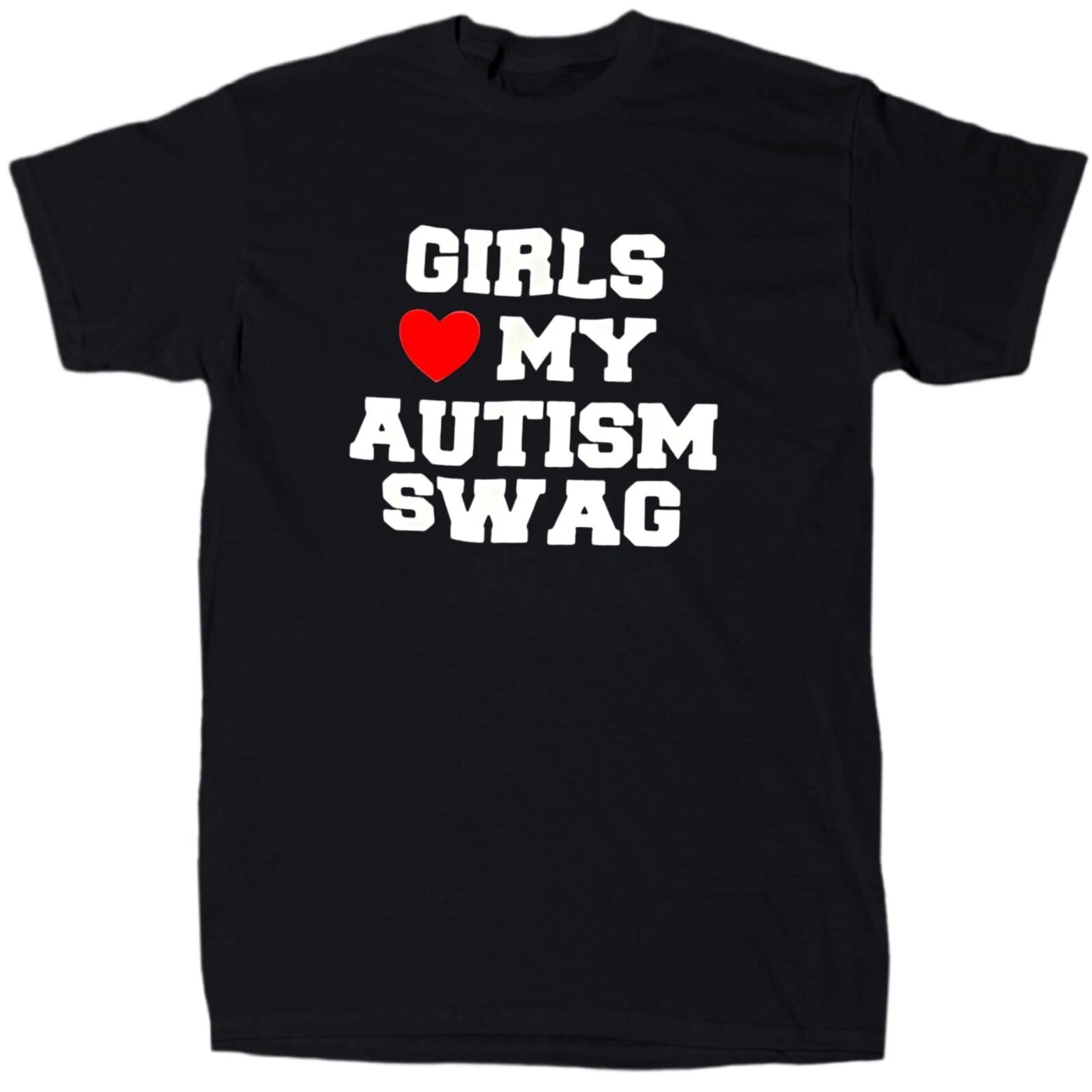 Girls Love My Autism Swag Mens T-Shirt - Cotton - Gift - Crew S