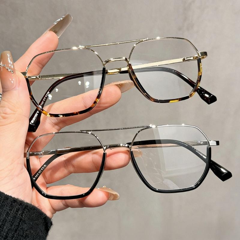 Metal Double-Bridge Square Frame Presbyopia Glasses Classic Oversized Frame Comfortable Blue Light Blocking Reading Glasses