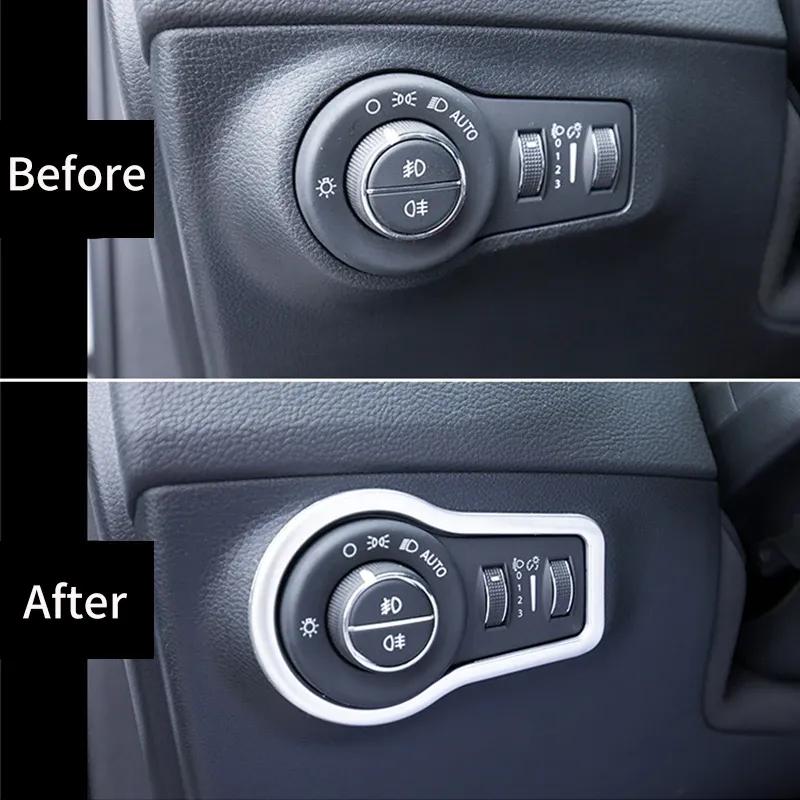 Car Interior Headlight Lamp Switch Button Decoration Cover Trim Stickers For Jeep Compass 2017 2018   Accessories