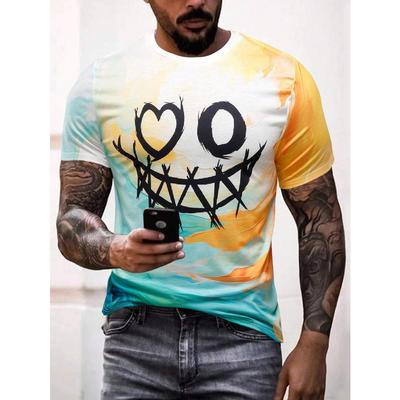 Męskie T-shirty Letnie Chłodne uśmiechnięta twarz Nadruk 3D Casualowy Krótki Rękaw Harajuku Topy koszulki Streetwear Oversize Odzież męska top
