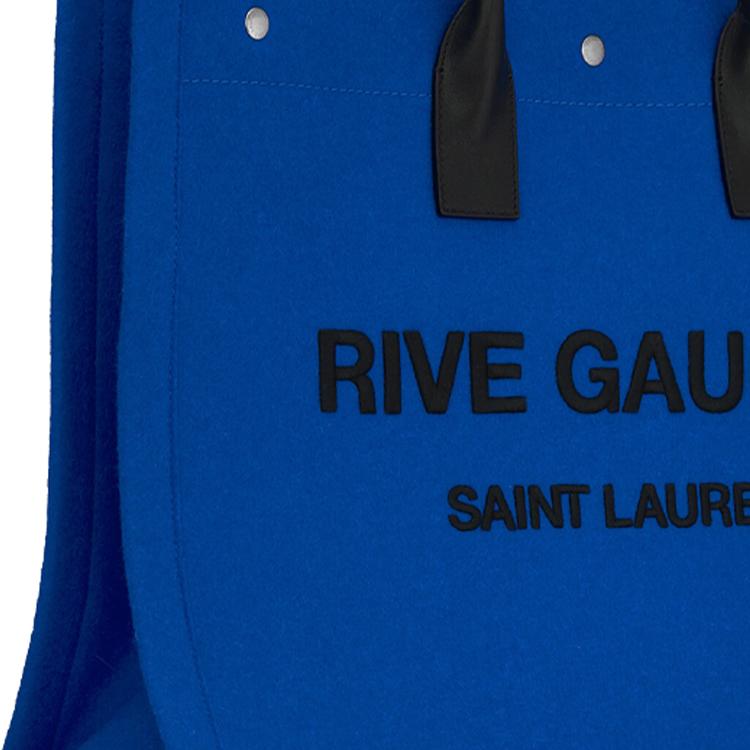 Saint Laurent YSL Rive Gauche Logo Strapless Felt And Leather Tote Bag Unisex Tote Bag Blue Black 509415-FHVPE-4363