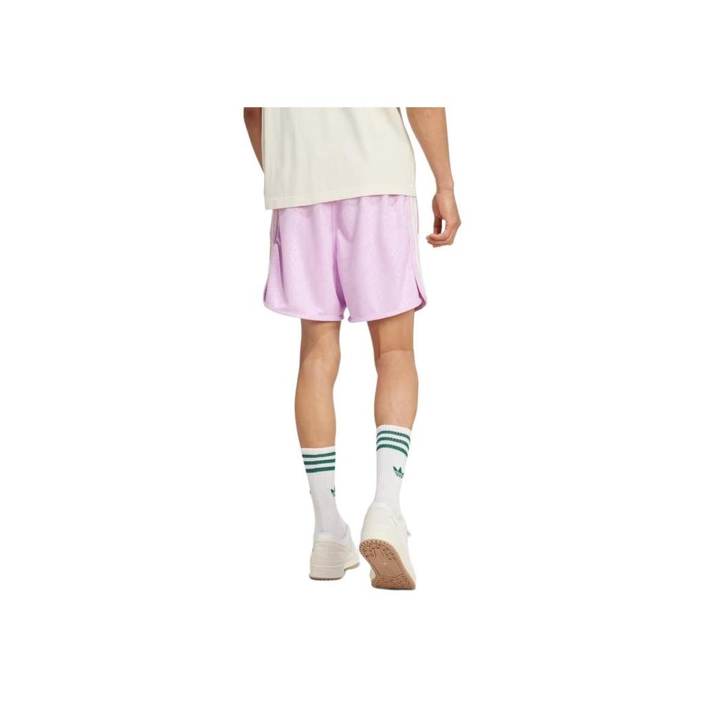 Adidas Originals Striped Elastic Waist Fitted Three-Quarter Sports Shorts Men Shorts Pink JC6516