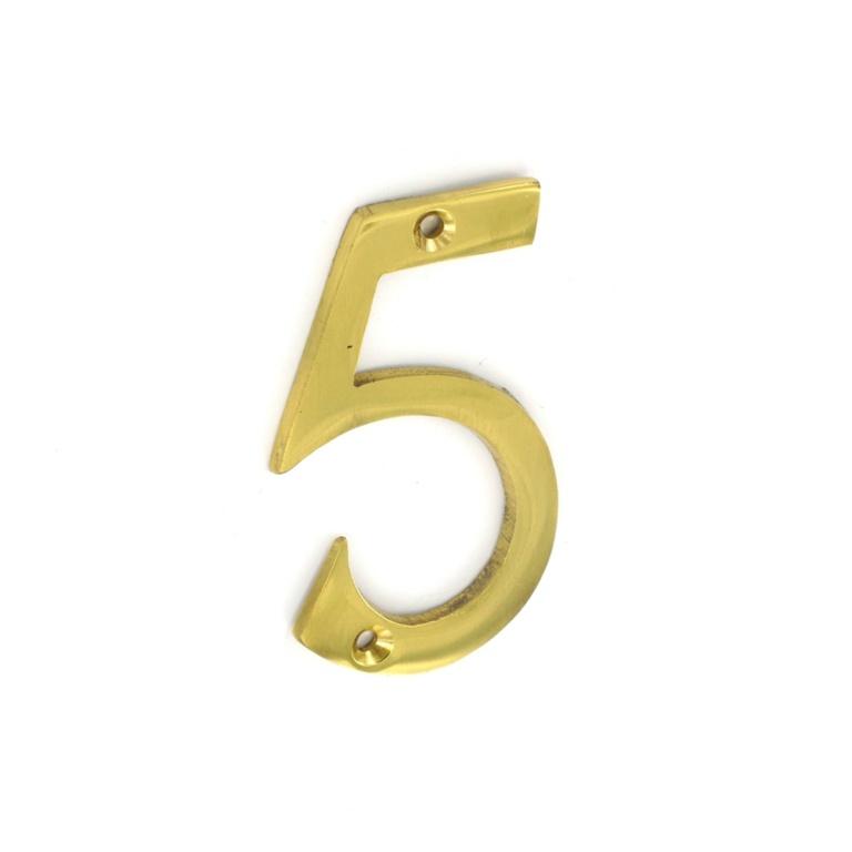 Securit 5 Números de puerta de latón 75mm oro
