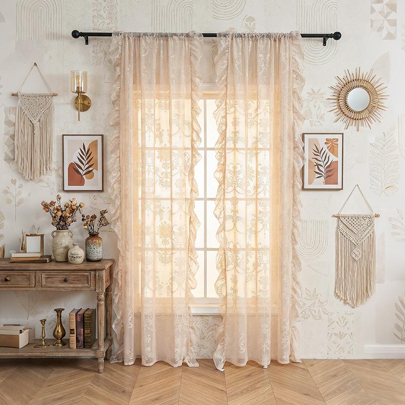 

French Non-Punching Gauze Curtain Finished Product Is Opaque To Light, Living Room Bedroom Door Curtain, Curtain Bay Window Atmosphere 140*100cm piece бежевий