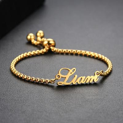 Custom Name Bracelets For Women Customized Adjustable Personalized Stainless Steel Golden Fashion Jewelry Birthday