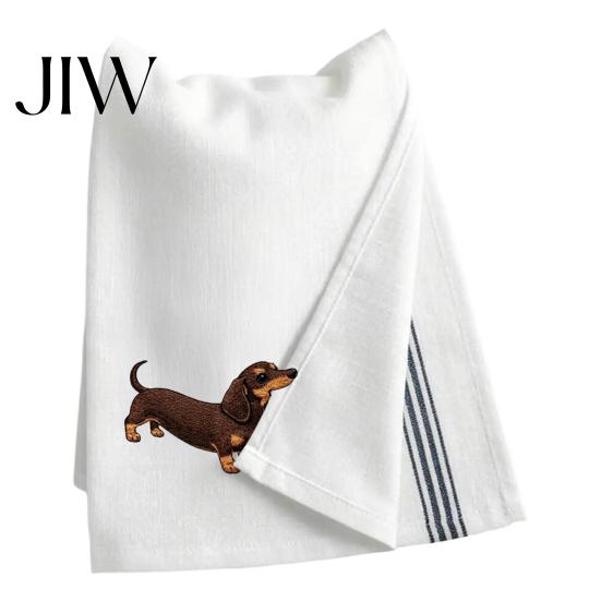 German Shepherd Beagle Dachshund Towels Cute Puppy Tea Towel, Embroidered Corgi Kitchen Dish Absorbent Dog Quick Dry Hand Towel for Lovers Bathroom