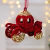 Wine Red Plush Christmas Tree Pendant Glitter Bow Christmas Decorations  Holiday Season