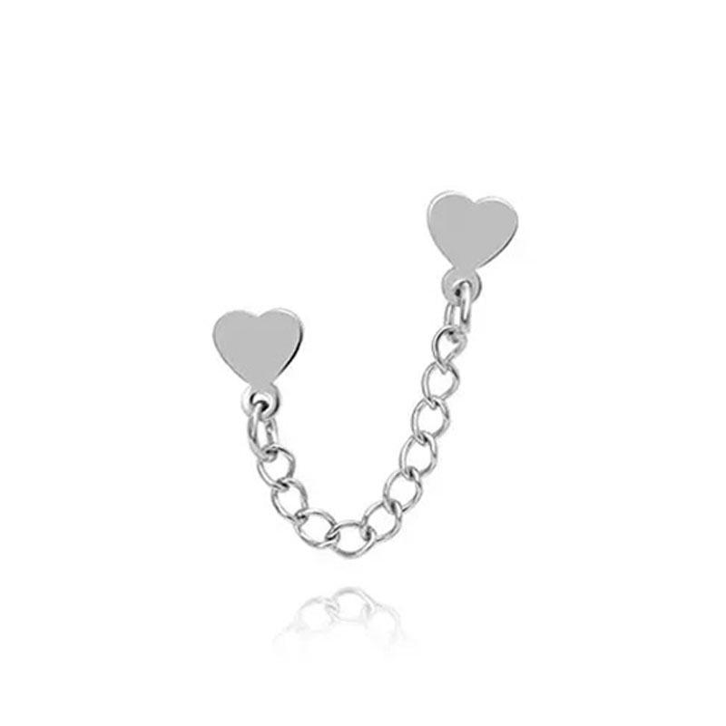 Women's Stainless Steel & Titanium Star Heart Butterfly Double Ear Chain Earrings
