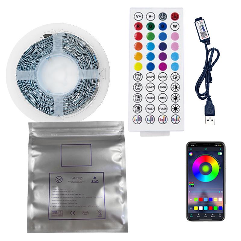 In-Stock 5V RGB Ambient Light Strip with Bluetooth App Control, 5050 Seven-Color, 30 Beads USB TV Background.