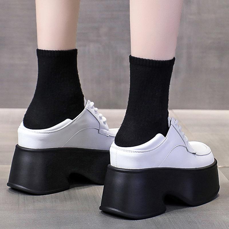 Women Punk Shoes 10 CM Platform Oxfords Elevator Shoes Fashion Chunky Mary Janes Comfortable Casual Outdoor Female Loafers 34-39
