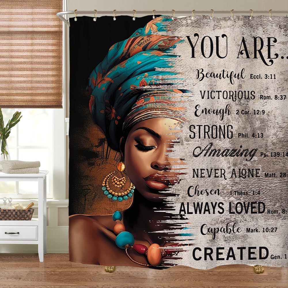 

Motivational Shower Curtain Set Inspirational Positive Quotes Polyester Waterproof Cloth Bathroom Curtain With 12 Hooks W60H190(CM)-1 Pcs