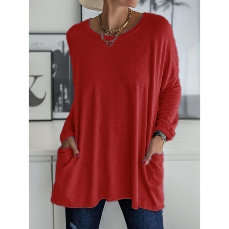 

Round Neck Long Sleeved Loose Casual Women s T-shirt L