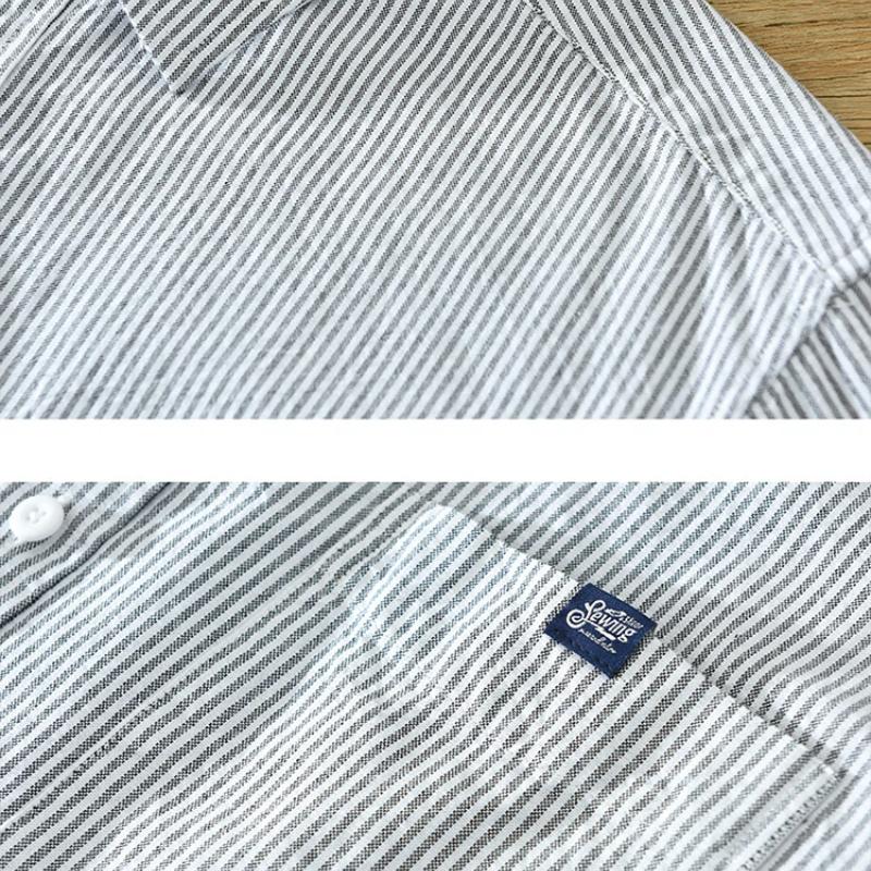 Japanese Style Stripes Long Sleeve Shirts for Men Spring and Summer 100 Cotton Men's Casual Shirt