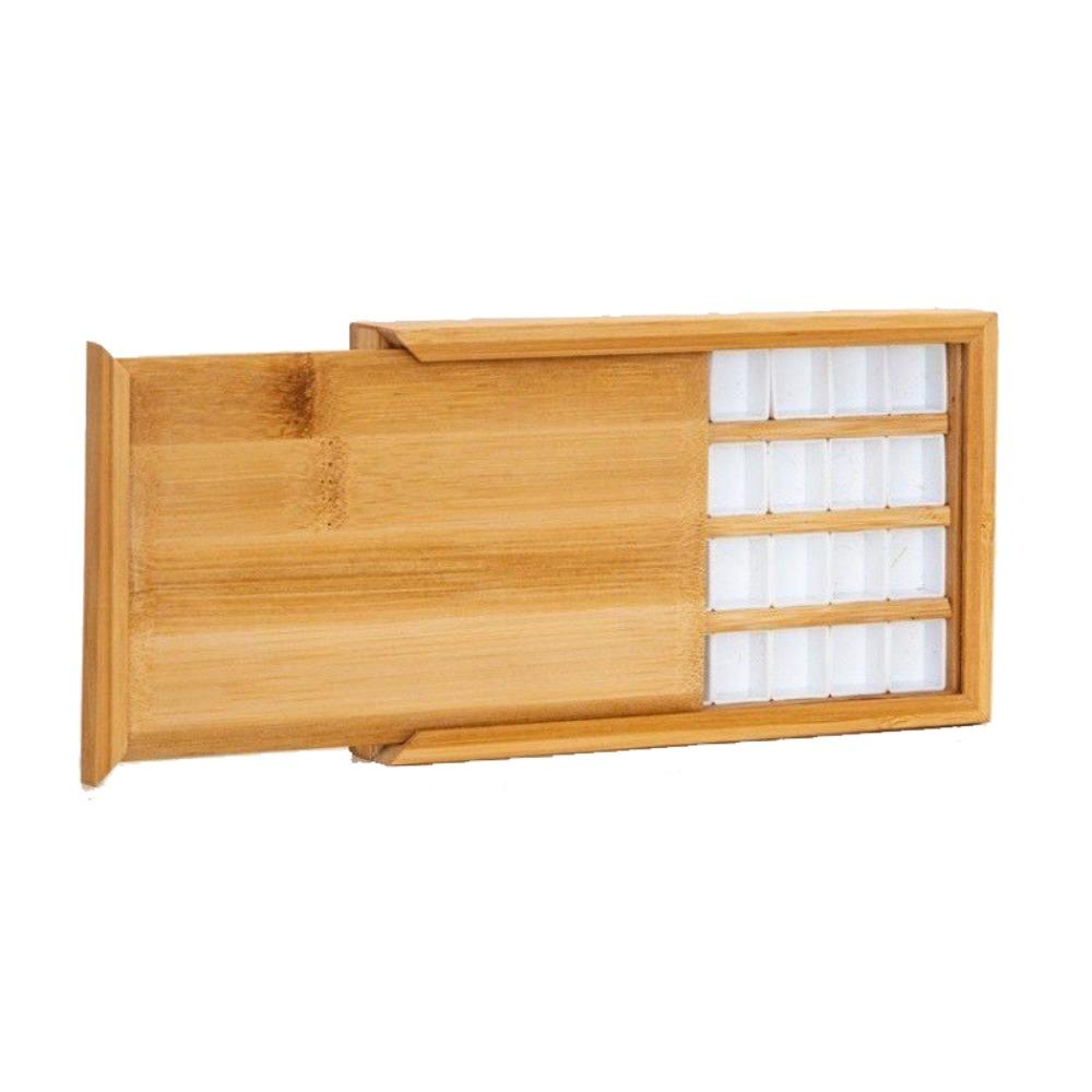 Empty Bamboo Watercolor Box with Lid Paint Storage Box New Paint Palette  Painting Art Supplies