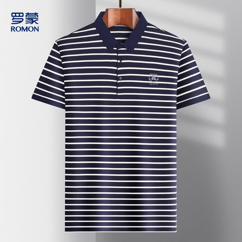 Romon Men s Classic Striped Polo T-Shirt 2XL