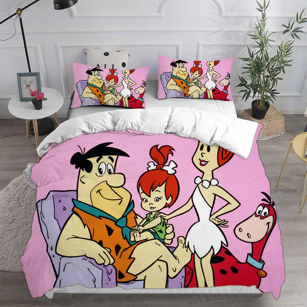 

The Flintstones Bedding Sets Comforter Quilt Bed Cover Duvet Cover Pillow Case 2-3 Pieces Sets Kids Adult Size EU Single 135x200cm